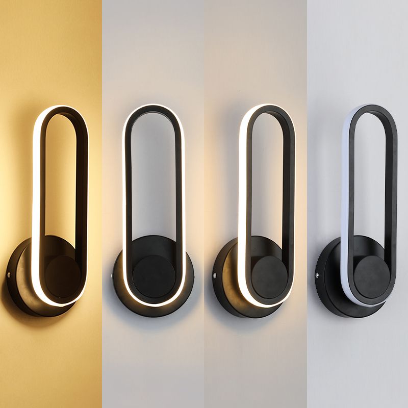 Simplicidad moderna Luz de pared ovalada Luz de pared de aluminio de aluminio Fixes para dormitorio