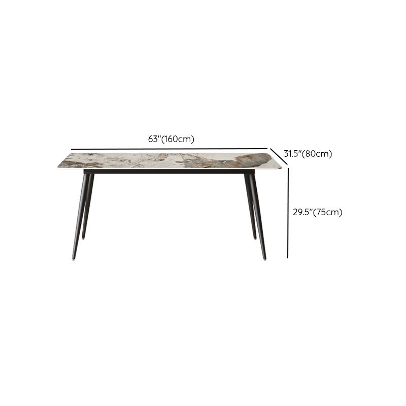 Modern Rectangle Table Sintered Stone Table with Metal Legs for Kitchen