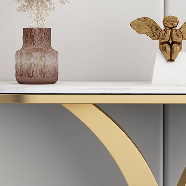 Glam Console Table Half Moon Marble Accent Table , 12 Inch Wide