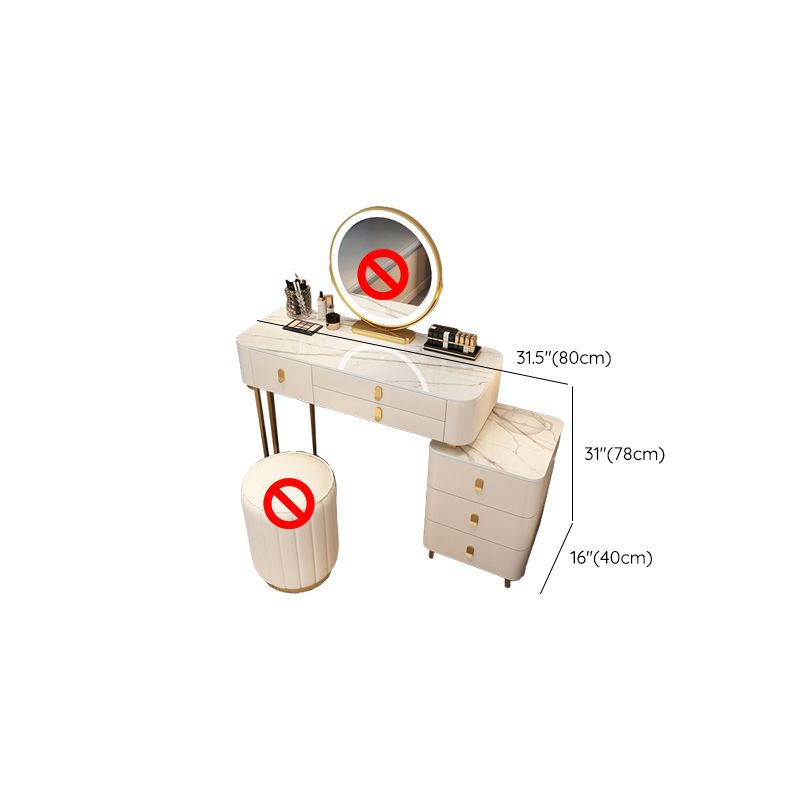 Contemporary Makeup Vanity Desk With 6 Storage Drawers in Solid Wood