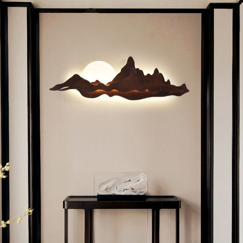 Modern Style Wall Mount Light 1-Light LED Wall Sconce Light with Wooden Shade for Bedroom