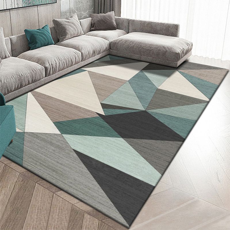 Multi Color Trendy Rug Cotton Blend Geometric Indoor Rug Non-Slip Back Easy Care Area Carpet for Bedroom
