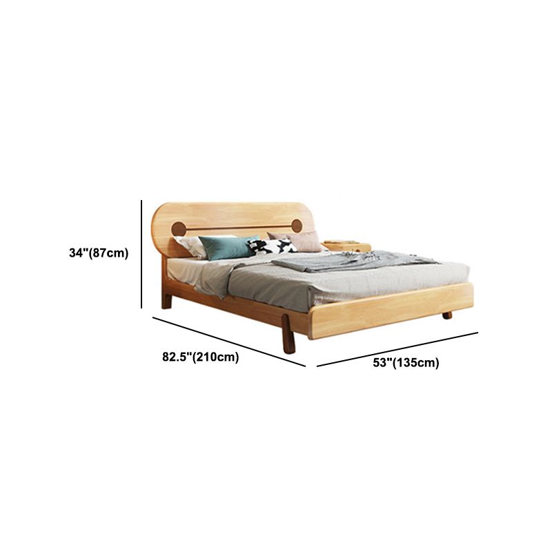 84.65 inch Wide Scandinavian Standard Bed Solid Wood Bed with Headboard