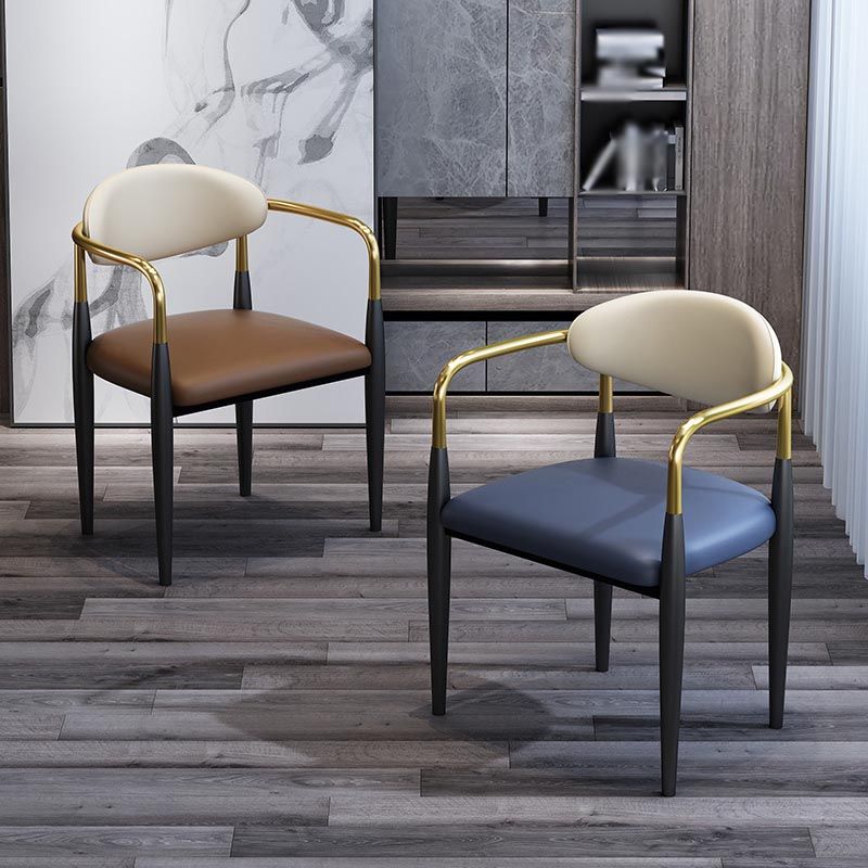 Modern Style Arm Chair Leather Open Back Dining Chair for Dining Room
