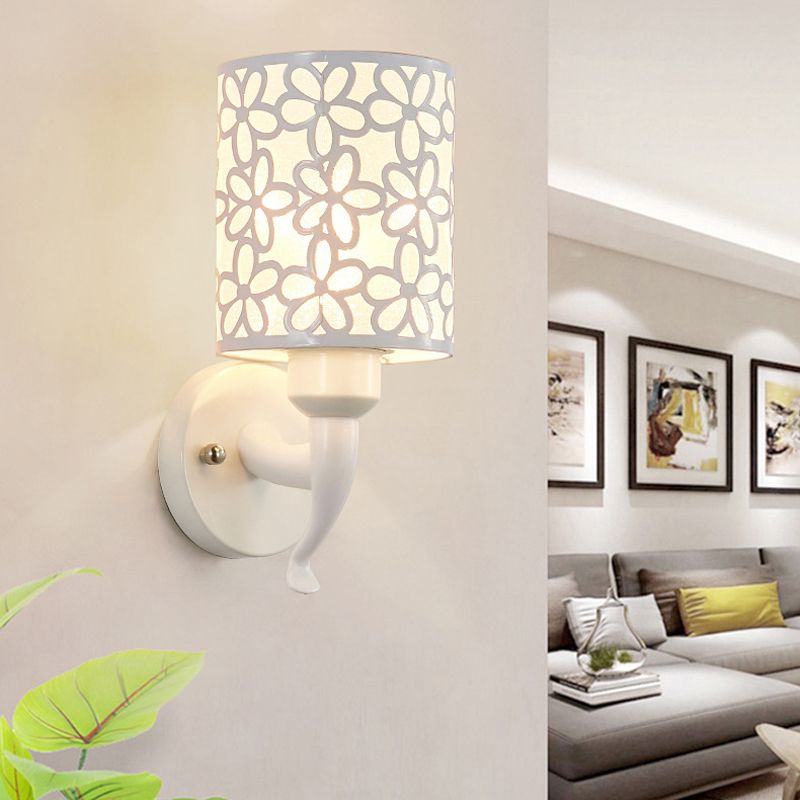 Modernist Wall Sconce Cylinder Metal Sconce Lighting in White for Bedroom