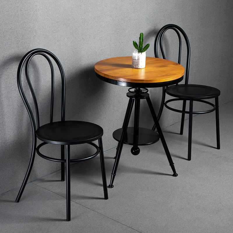 White and Black Dining Chairs Industrial Iron Armless Dining Side Chair