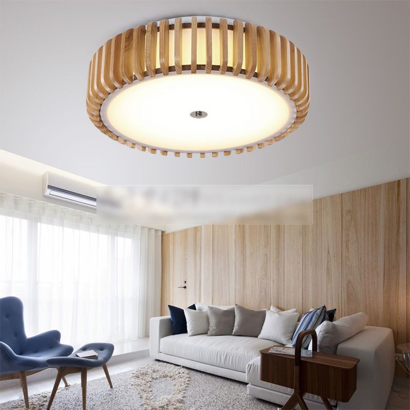 Tambour Flush Mount Ceiling Lighting Fixture Asian 1-Light Flushmount Ceiling Lamp with Acrylic Shade
