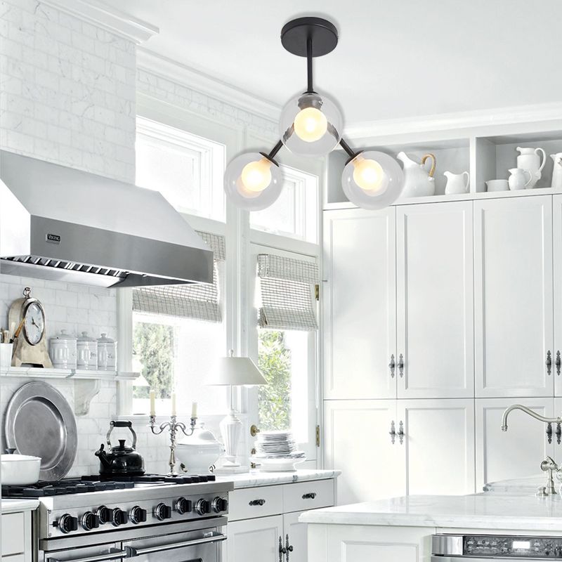 Estilo moderno Modo Candelier 3 Luces Metal Flush Mount Light for Kid Bedroom Restaurante