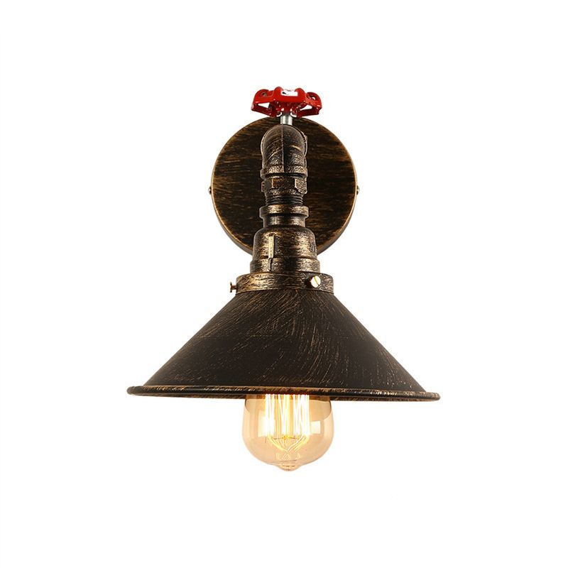 Industrial Style Cone Shape Wall Lamp Metal 1 Sconce Light in Bronze Wall Sconce