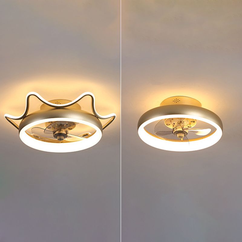 Goldene Finish Rundlüfter Lampe Einfachheit Metall LED Semi Flush-Mount Lighting für Schlafzimmer
