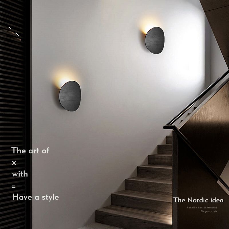 Metal Oval Shape Wall Sconce Modern Style 1- Light Wall Mount Lighting