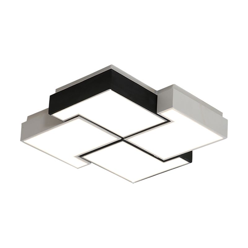 Pinwheel LED Flush Mount Fixture Nordic Metal Black and White Ceiling Lighting for Bedroom