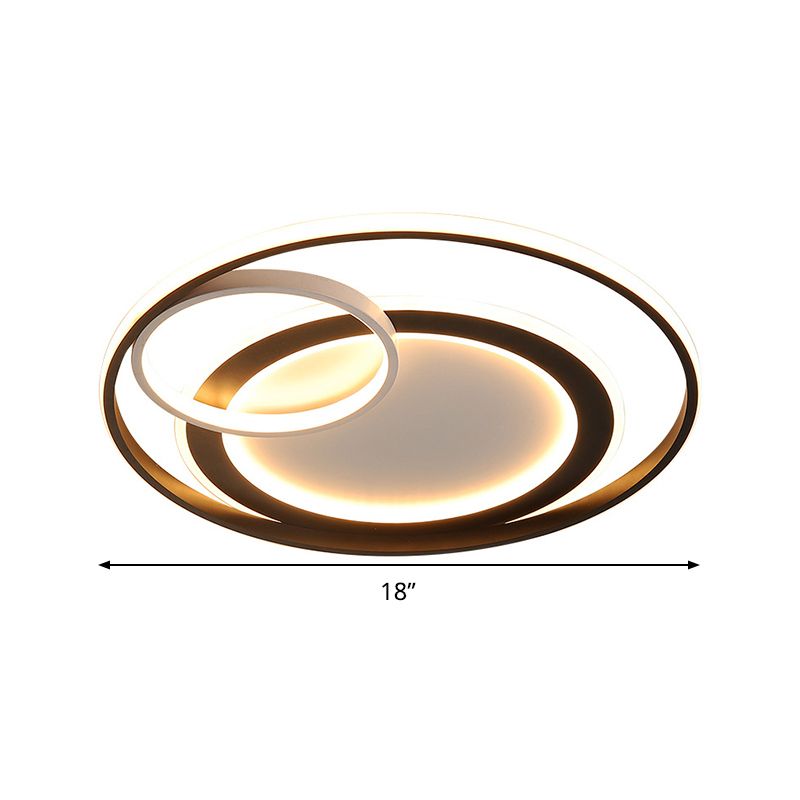 18 "/21.5" Weitring-Deckenleuchte Zeitgenössische Acryl Schwarz/Gold LED Flush Mount Lamp in Warm/White Light/Fernbedienung Stepless Dimming