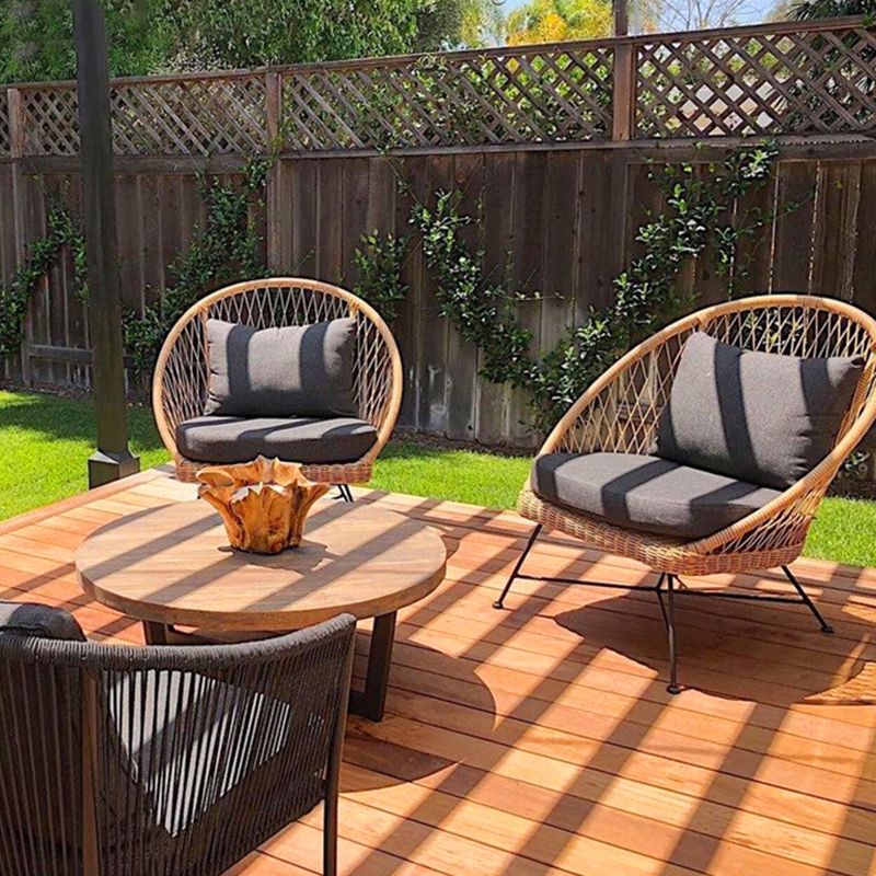 Tropical Outdoors Dining Chair Rattan Side Chair with Cushion