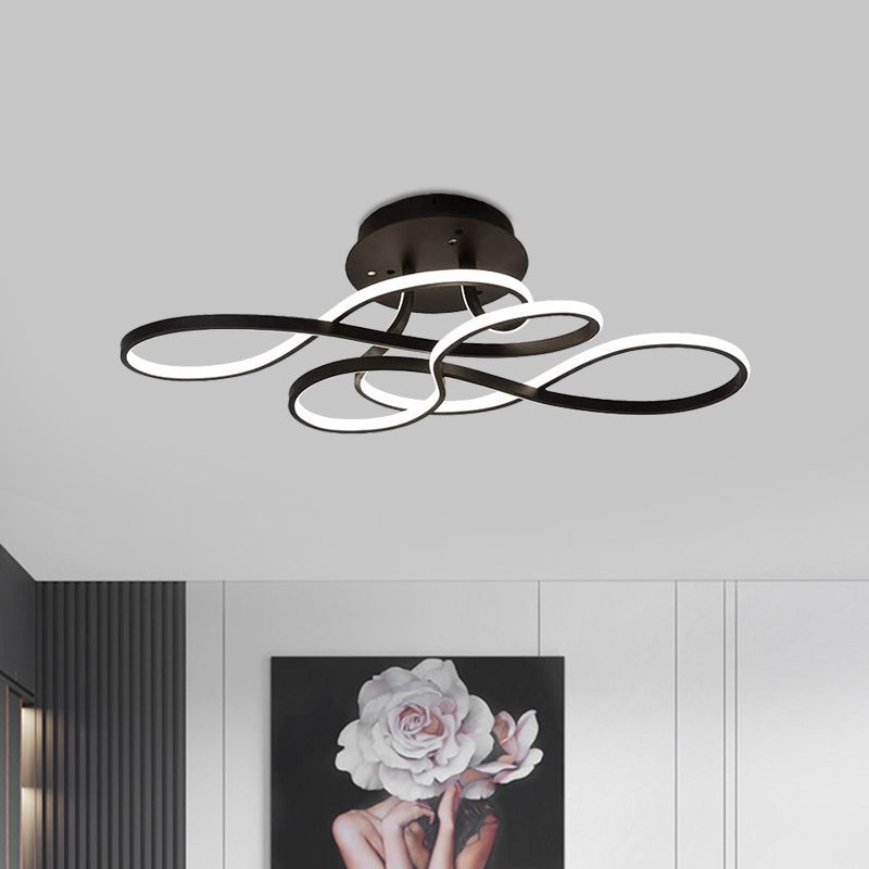 IJzeren gedraaid plafondarmatuur Minimalisme Zwart/wit LED-semi-gemonteerde verlichting in warm/wit licht voor salon