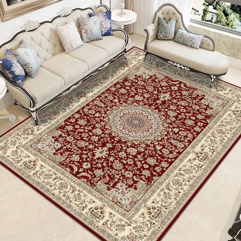 Moroccan Medallion Pattern Rug Polyester Carpet Stain Resistant Area Carpet for Home Decoration