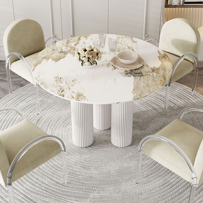 Modern 1/5 Pieces Dining Set Round Stone Dining Table for Dining Room Kitchen