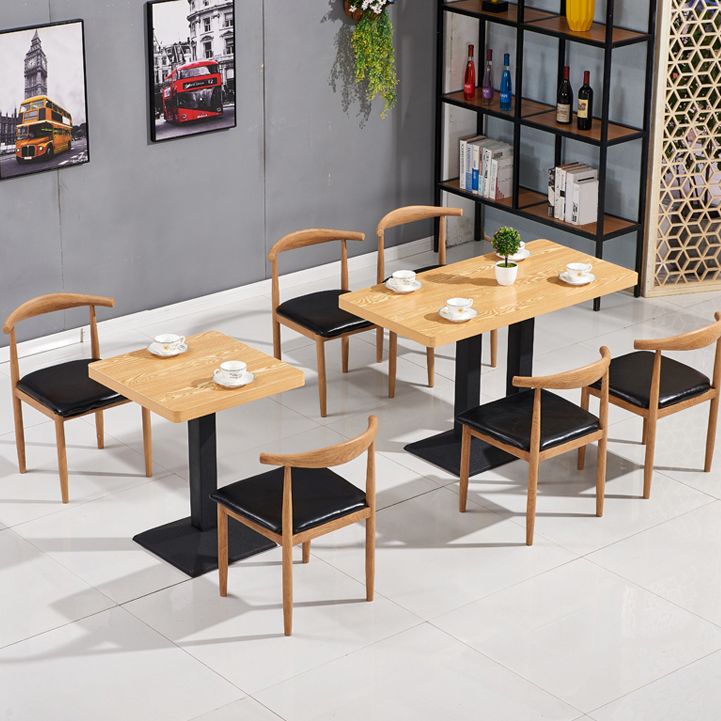 Industrial Wooden Table for Restaurant Dining Table with Pedestal Base in Black
