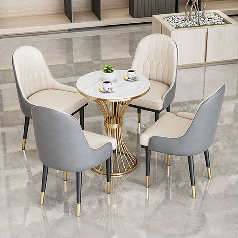 Glam Metal Dining Room Chair Armless Parsons Chair for Restaurant Use
