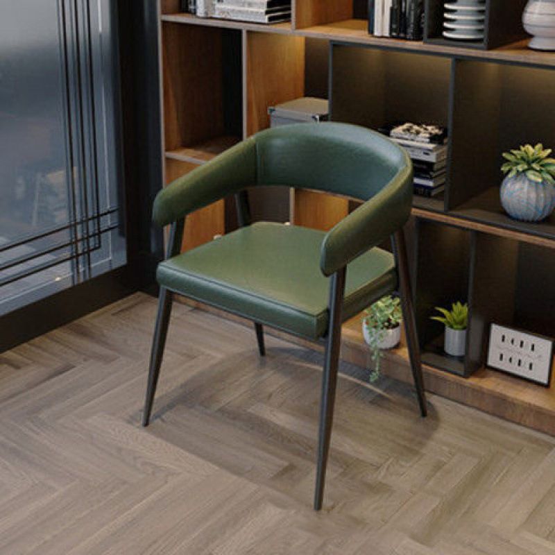 Contemporary Open Back Dining Chairs Upholstered Dining Chairs in Green