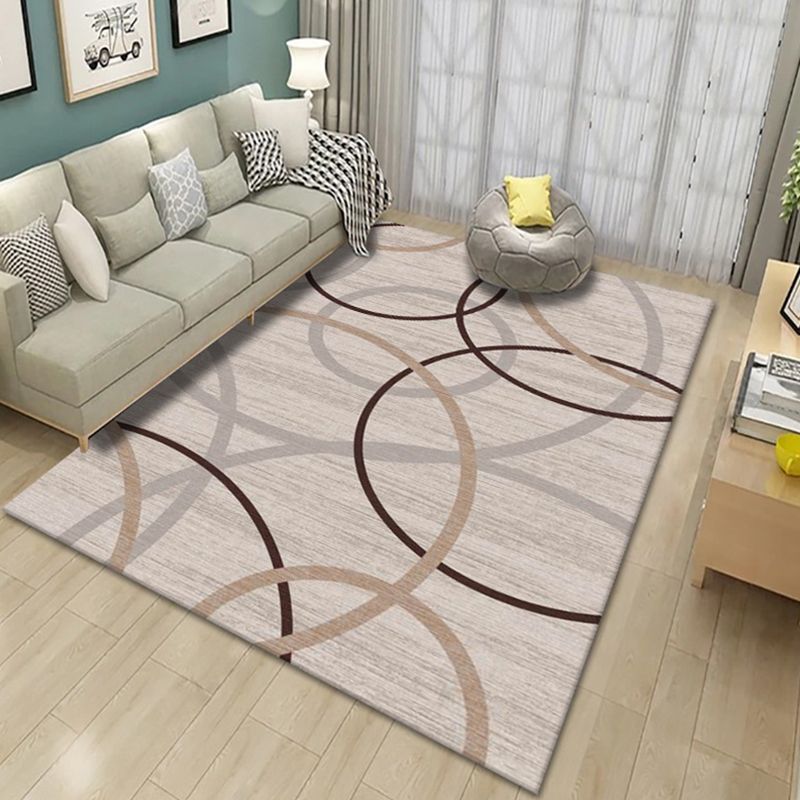 Living Room Rug Modern Geometric Area Rug Polyester Non-Slip Backing Carpet