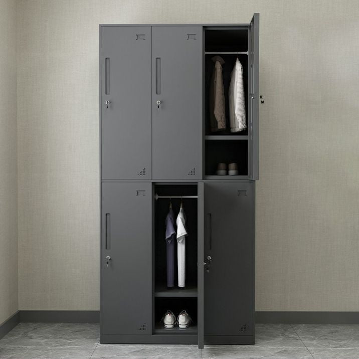 Steel Wardrobe Armoire with Lock Hinged Wardrobe Cabinet for Home