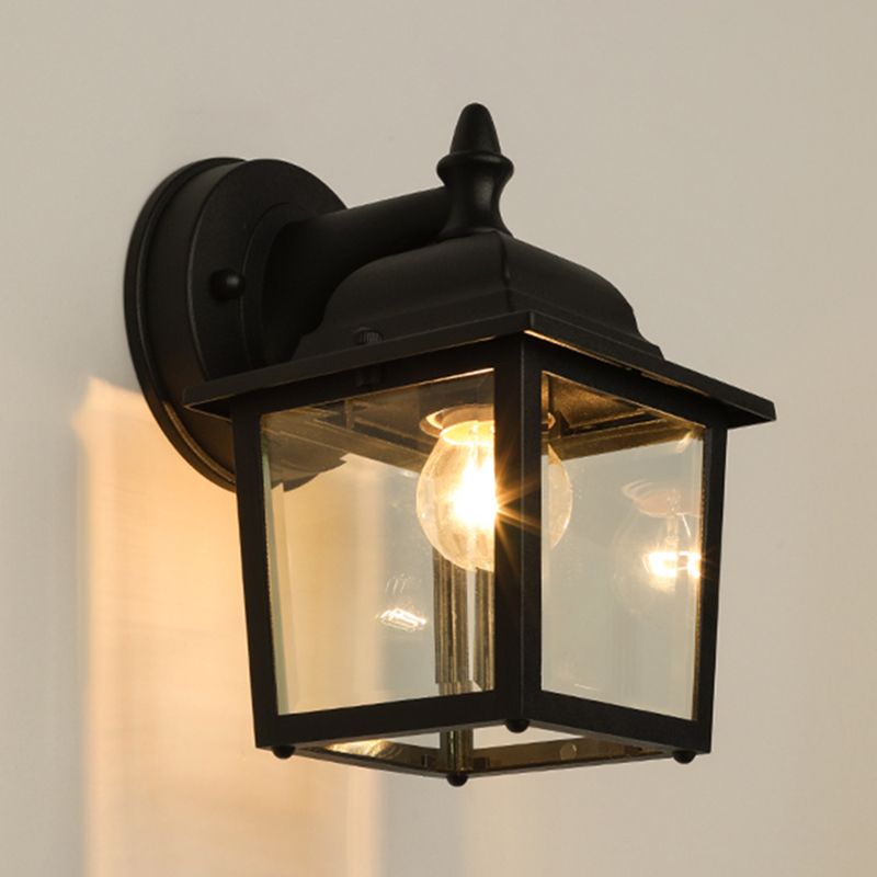 Glasschattierte Wandleuchte Lampe Industriestil Außenleuchte in Schwarz
