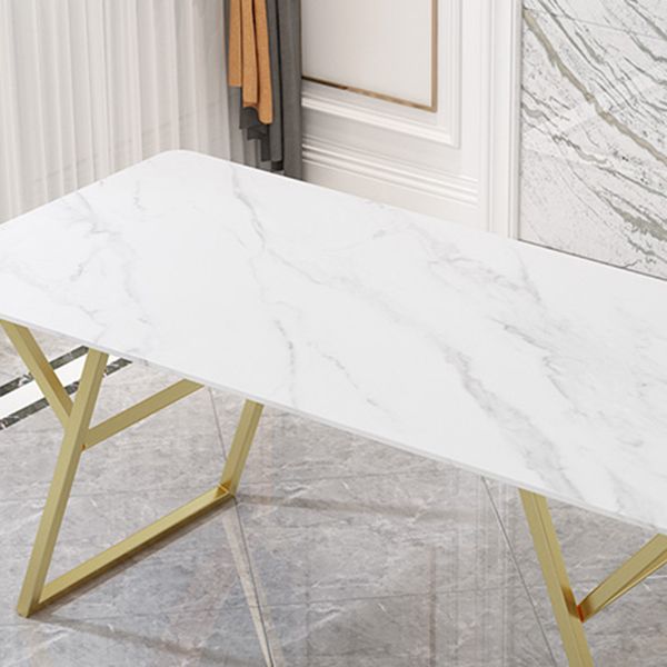 Iron and Slate Table Glam Style Simple Home Living Room Rectangular Dining Table