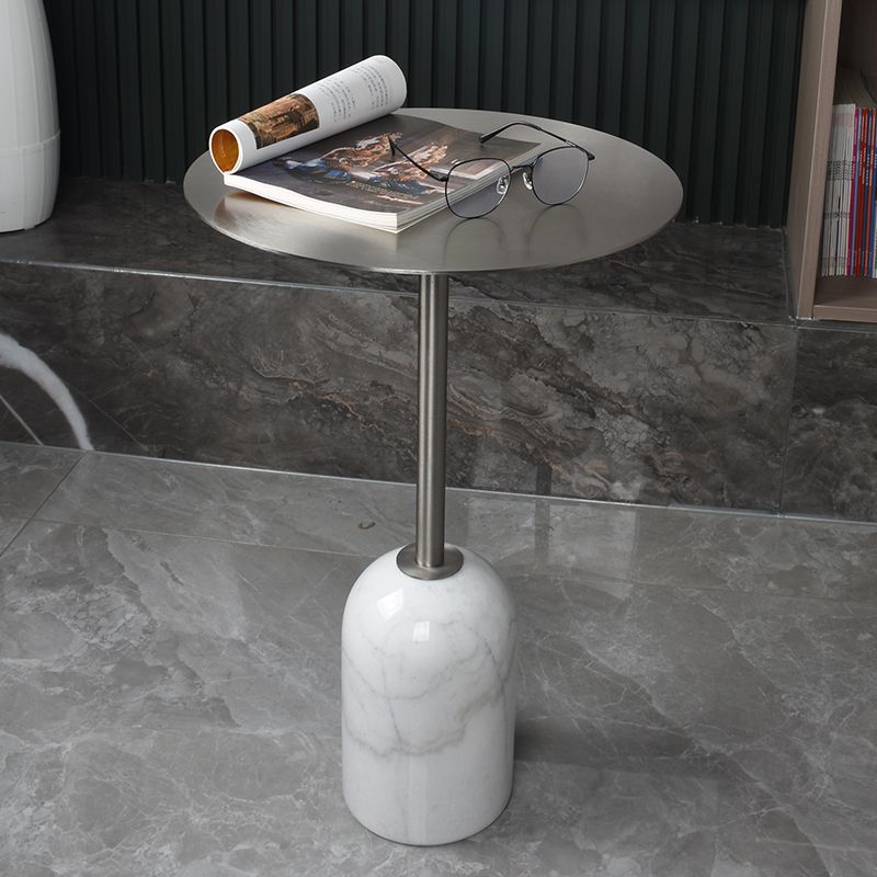23.6/29.5"H Modern Single Leg Marble Base Metal Solid Color Round Top Coffee Table