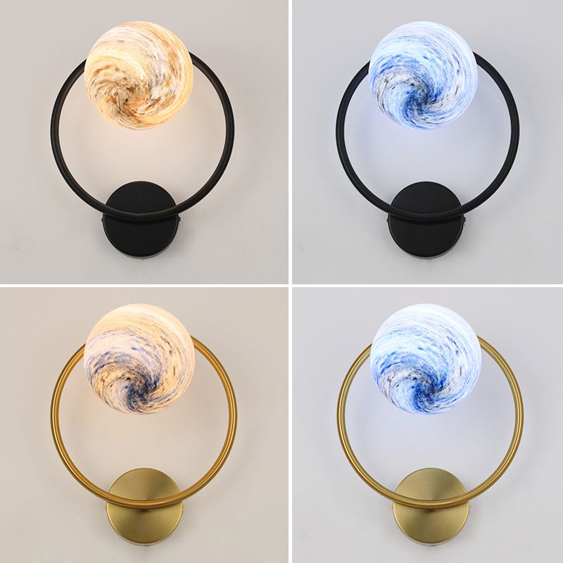 Modernist Wall Sconce Spherical Glass Wall Light Fixture for Bedroom