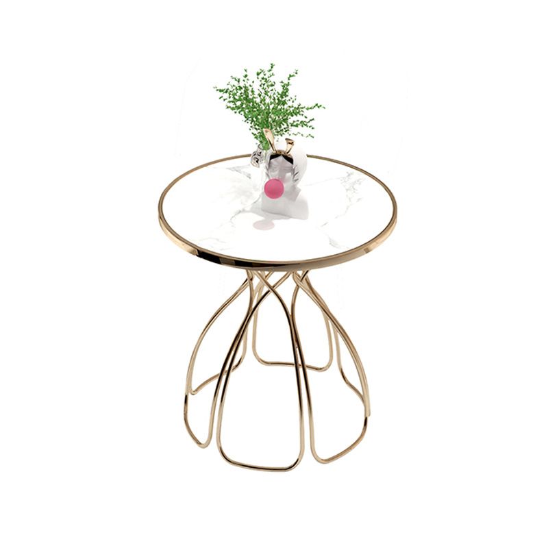 Stone Top Round Table for Restaurant Luxury Dining Table with Metal Base