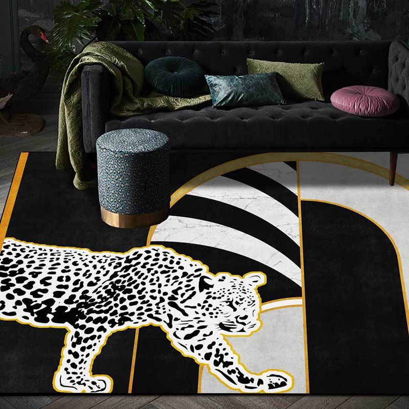 Rapis à imprimé tigre fantaisie Tapis de colorant en polyester moderne pour la salle de dessin