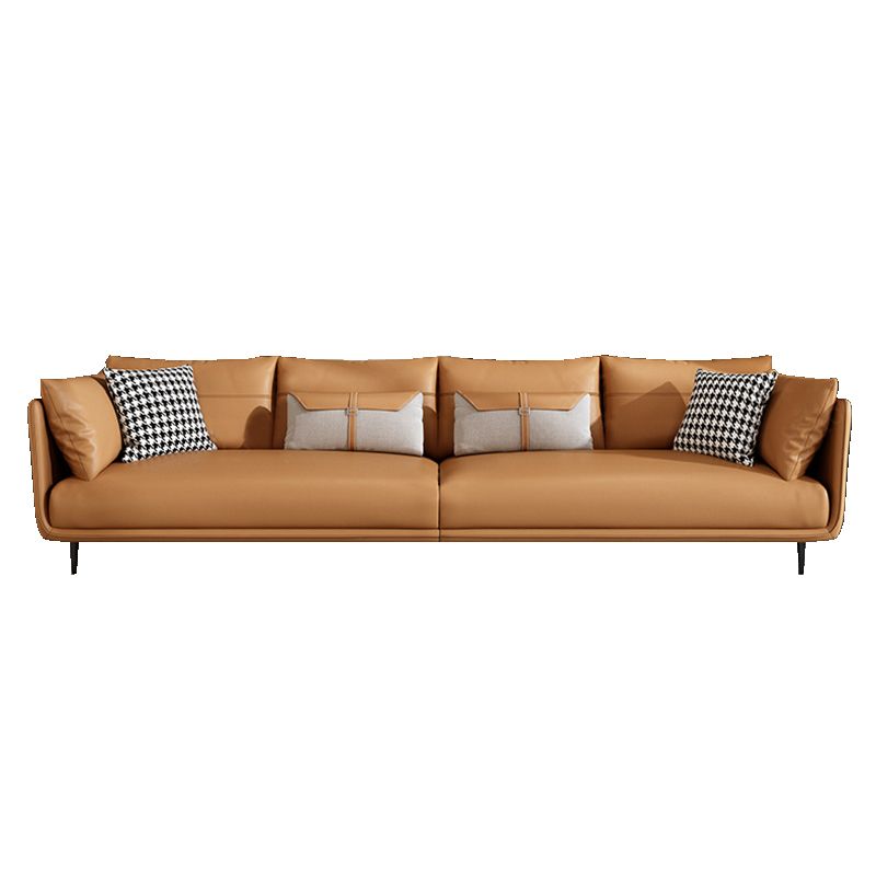 Modern Style with Back Armrest and Pillow Back with Foam Seat Filling Orange Sofa