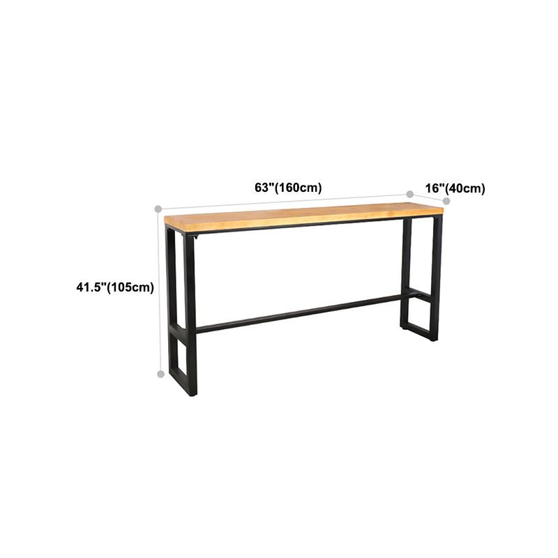 Rectangle Solid Wood Bistro Table Natural Bar Height Pub Table with Footrest