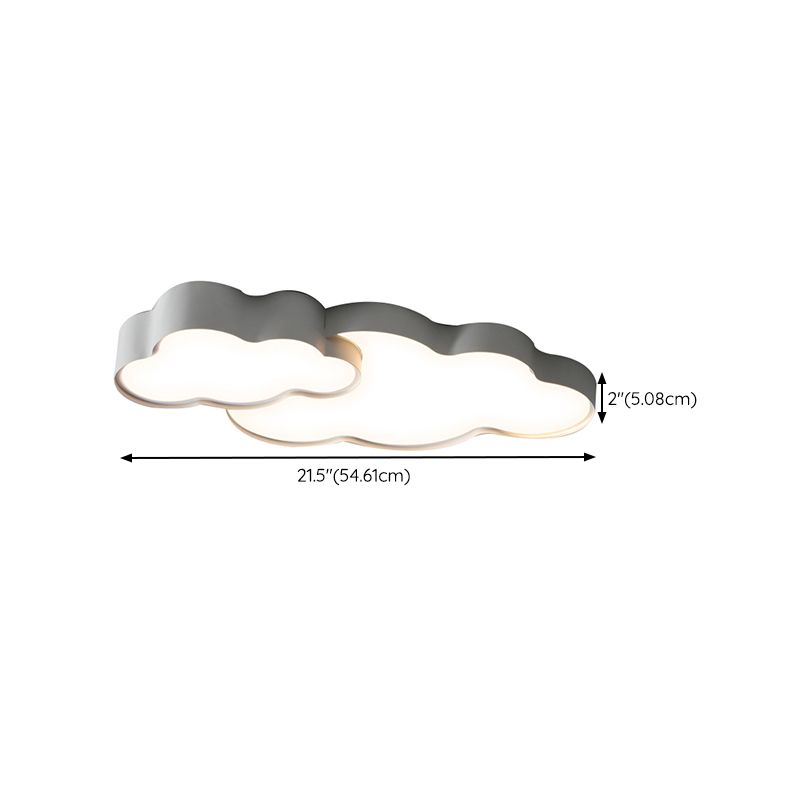 Cloud Shape Flush Light Modern Style Metal 1/2 Lights Flush Mount in White
