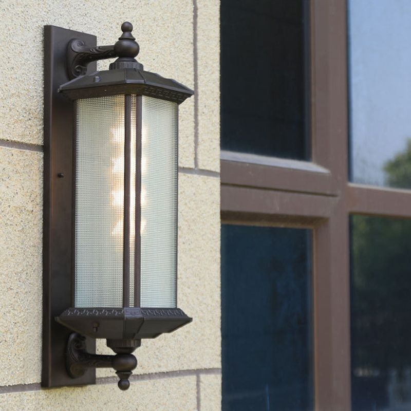 Modern Metal Wall Sconce Rectangle Shape Wall Light with Glass Shade for Living Room