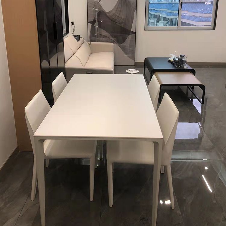 Modern White Sintered Stone Dining Table Rectangle Shape Standard Dining Table for Kitchen