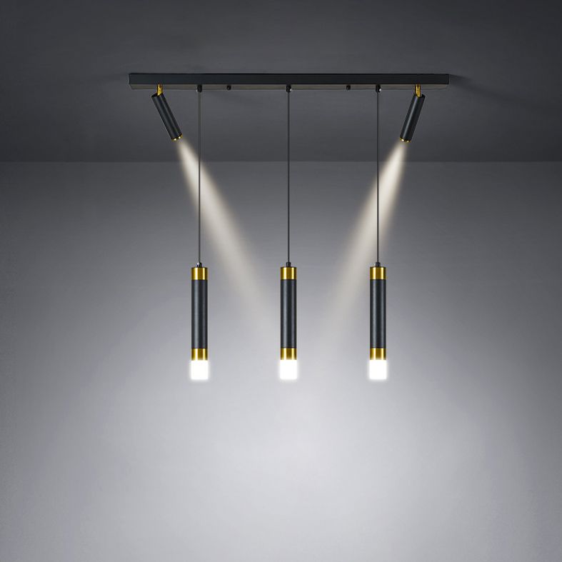 Luce a ciondolo a LED LED LINEAR BLACE Luce a soffitto in ferro battuto in stile moderno con ombra acrilica