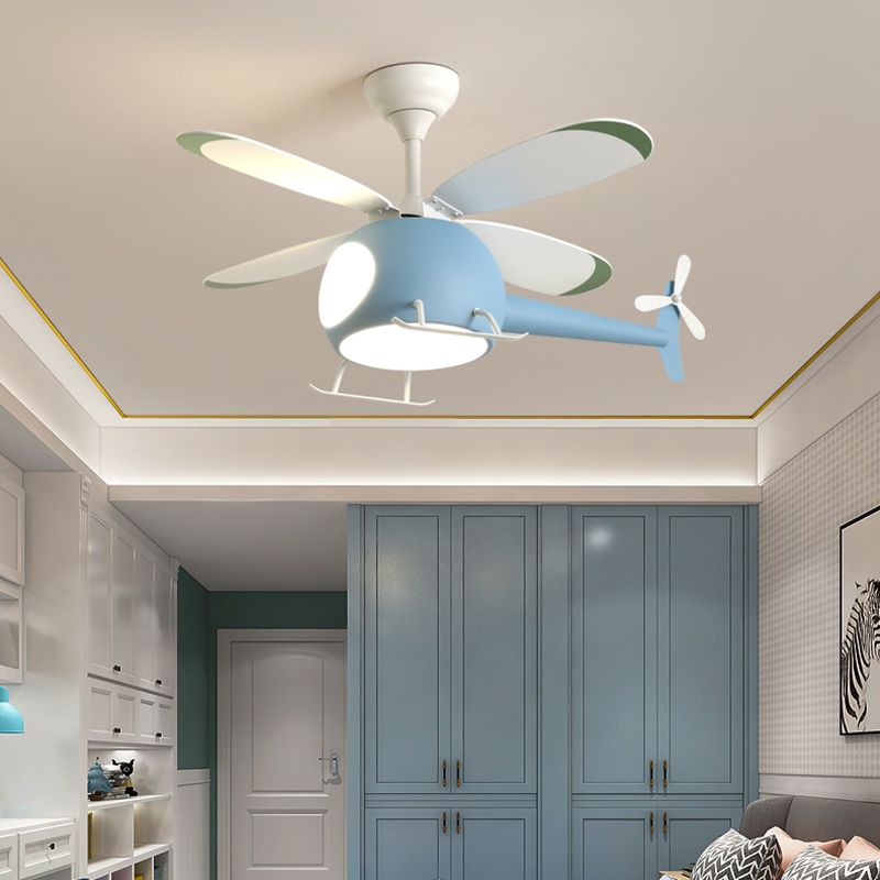 Modern Metal Ceiling Fan Lamp Helicopter LED Semi Flush Ceiling Light Fixtures