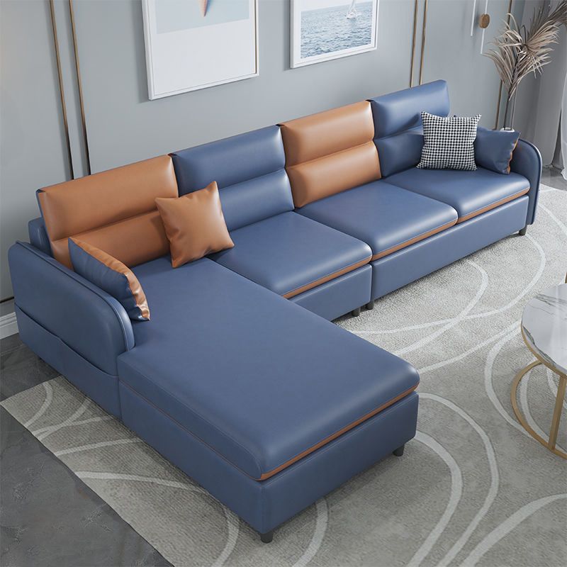 Multicolor Choice Imitation Leather Sofa Bed Embedded Armrest with Pillow Back Sofa