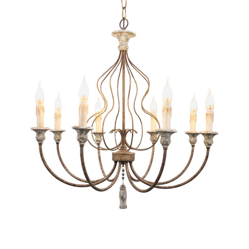 Traditionele sputnik hangende kroonluchter metaal 8 lampen ophanging licht in roest voor slaapkamer