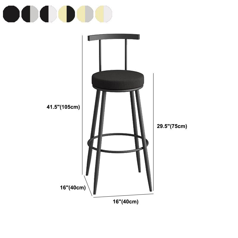 Scandinavian Metal Barstool Fabric Counter Stool in Matte Finish