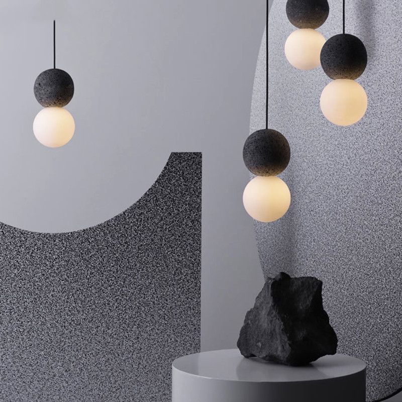 Cement Ball Suspension Light Modern Style 1 Light Hanging Light Fixtures