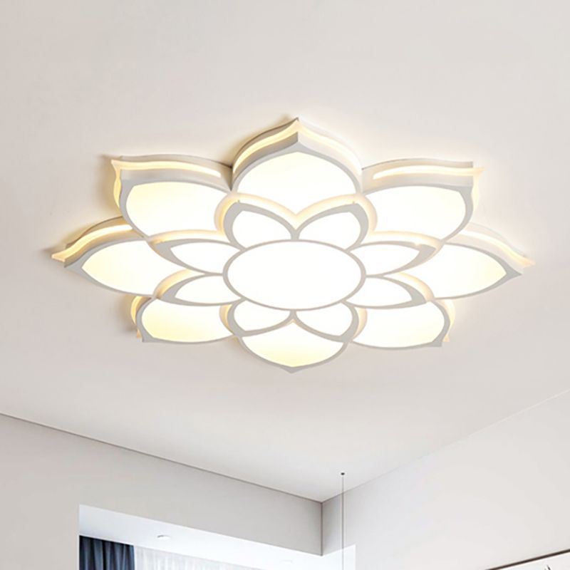 Blume Flush Mount Moderne Metall Weiß Integrierte LED Wohnzimmer Deckenleuchte in Warm/Weiß, 20.5"/27"/31.5" Dia