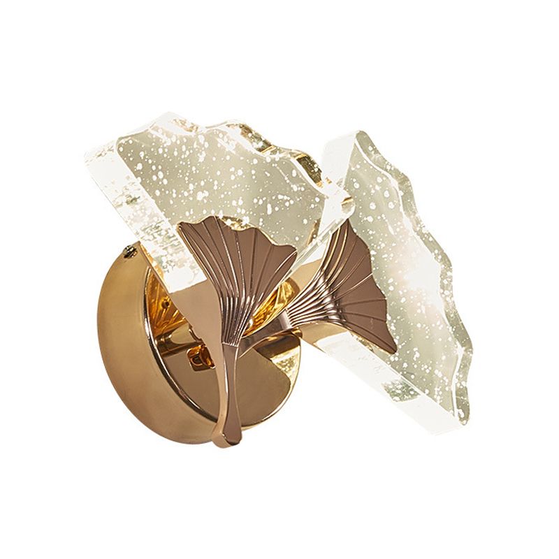 Ginkgo Bedroom Wall Sconce Light Vintage Bubble Crystal 1/2 Heads Gold LED Wall Lighting in Warm/White Light