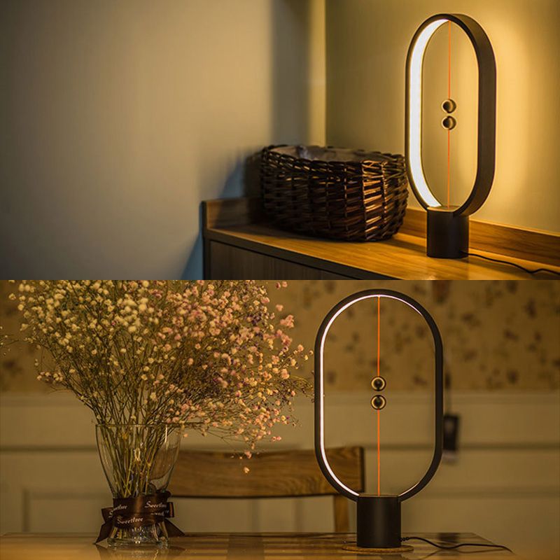 Circle LED Table Light Modern Minimalist Style Table Lamp with Plastic Shade for Living Room