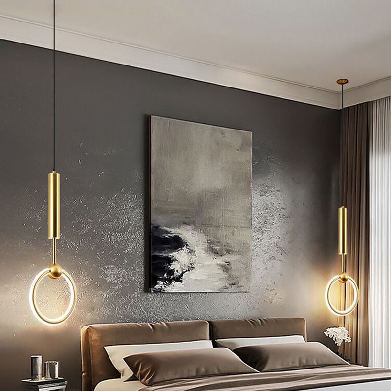 Ring and Oval Shape LED Pendant Light Modern Style Simple Metal Ceiling Pendant Light