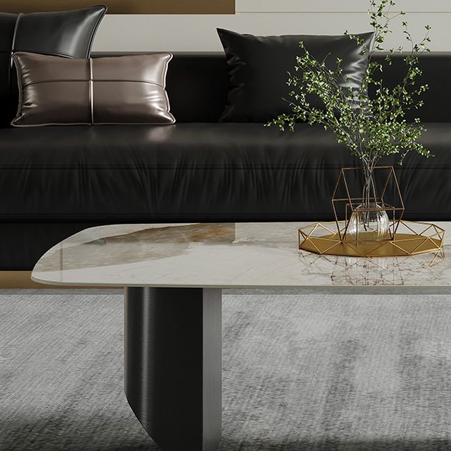 16.53" Tall Slate Top Coffee Table Stainless Steel Base Cocktail Table