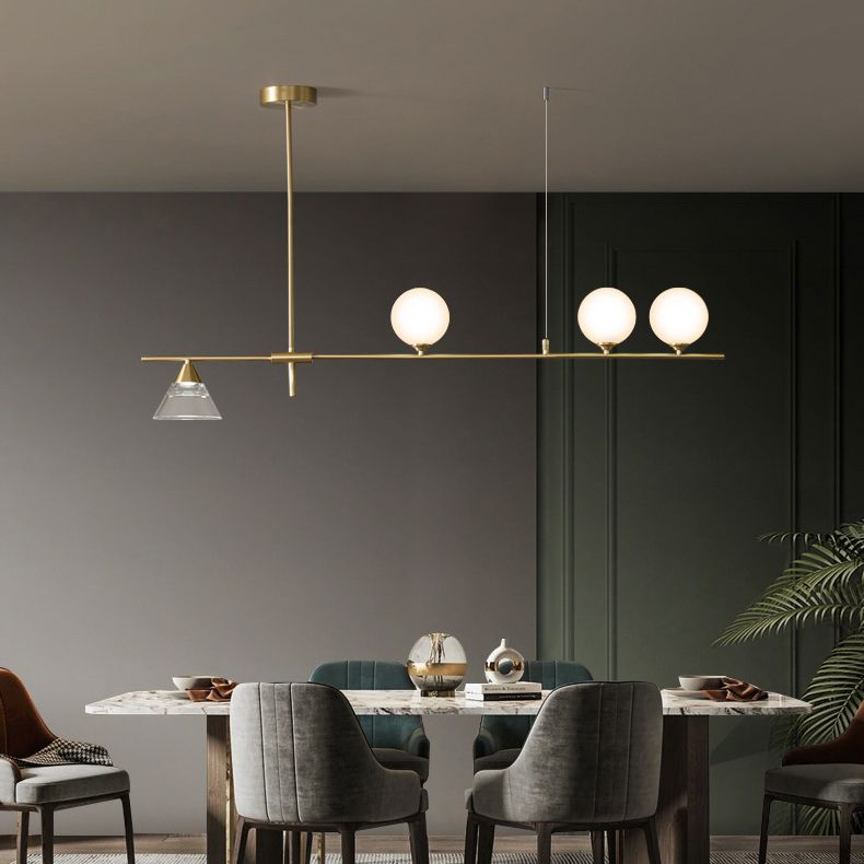 Glass Globe Island Pendant Lighting Modern Multiple-Light Island Light Fixtures