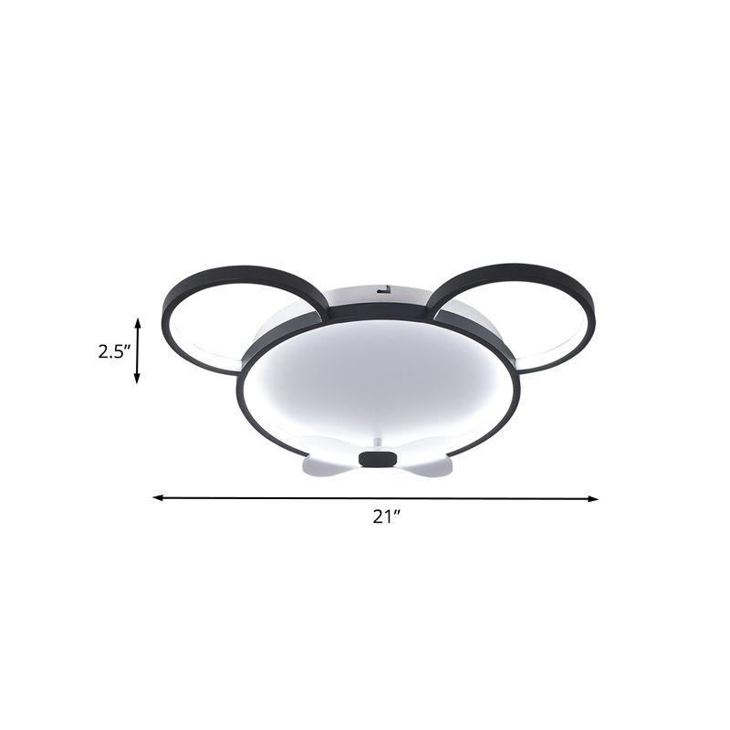 LED Bedroom Flush Mount Fixture Creative Black Flushmount with Mouse Acrylic Shade in White/Warm Light